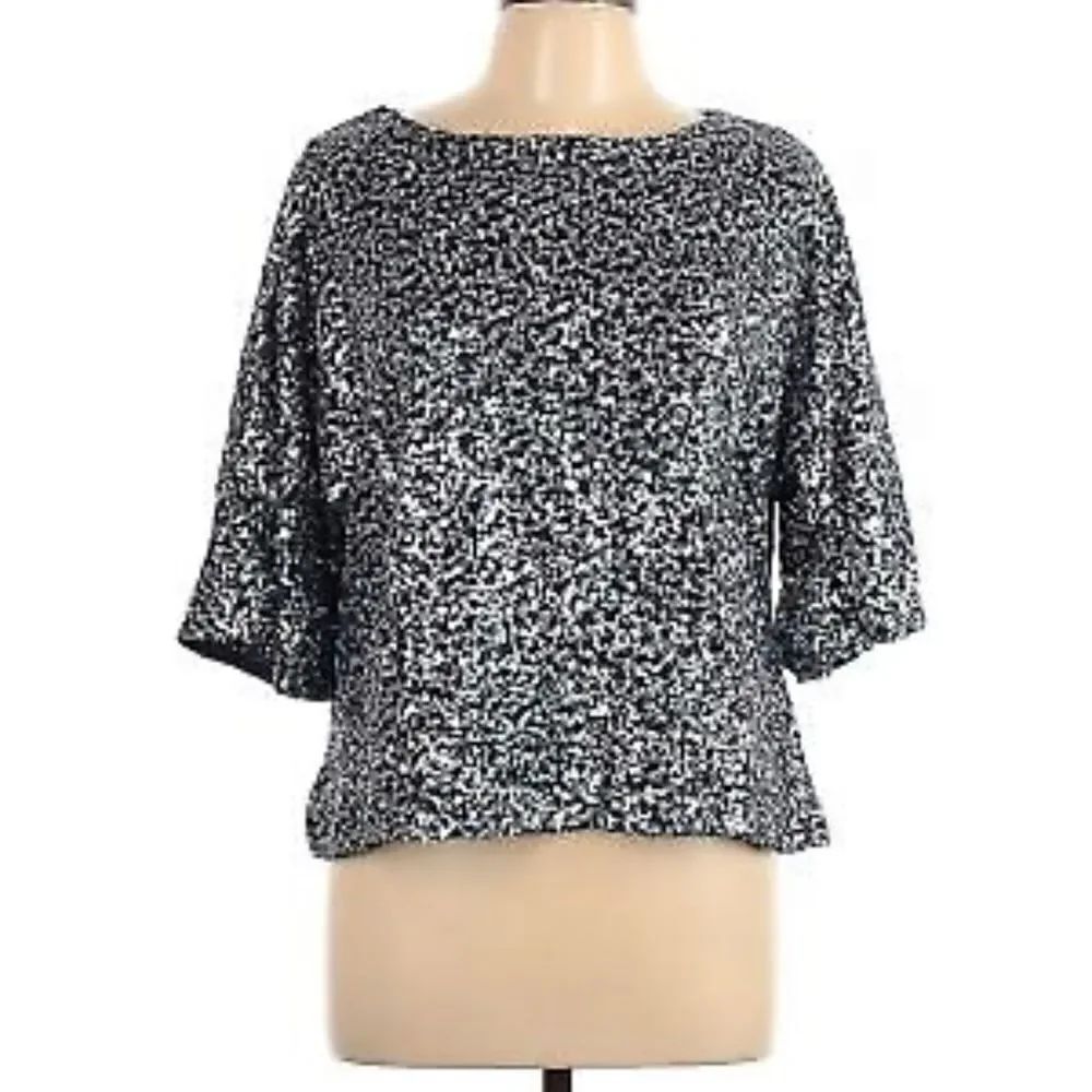NWT Gap Women Blue Short Sleeve Top M Sequin Lined